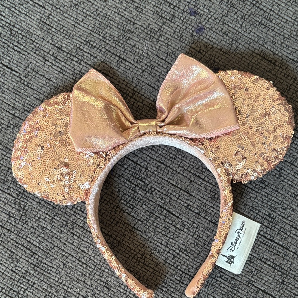 Authentic Disney Rose Gold Sequin Minnie Mouse Ears